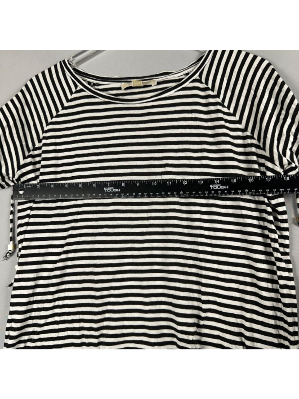 Michael Kors Top Size Medium Black White Striped Rglan Sleeve Side Ties - Picture 10 of 13